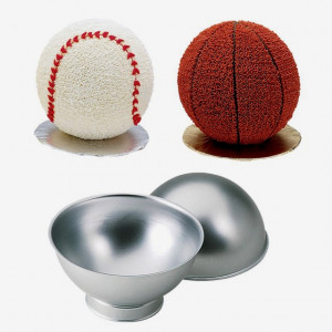 Teglia Tonda.Pallone Sport. Set di 2 Stampi anche Calcio in 3/D con base per cottura. Wilton - Img 2