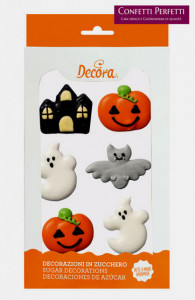 6 Fantasie di halloween in zucchero. Casetta Zucca Fantasma Pipistrello Decora