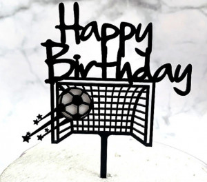 cake topper buon compleanno calcio goal