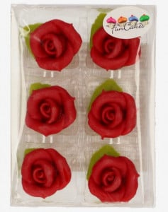 Confezione di 6 fantastiche Rose Rosse di Marzapane con foglia!!