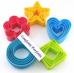Cuore Fiore Stella Cerchio e Quadrato. Stampo Tagliapasta in plastica