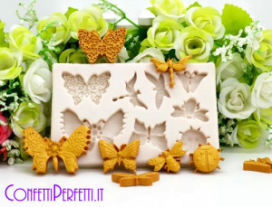Farfalle Api e Coccinelle decorate. Alta risoluzione. Stampo in silicone