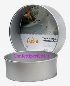 Tortiera 35 cm. Decora. Teglia Professionale Tonda e Dritta. Altezza 10 cm. Alluminio Anodizzato