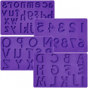 Alfabeto con Lettere Maiuscole, Minuscole e Numeri. Set di 4 Stampi in silicone. - Img 1