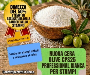 Cera Olive CPS25 professional bianca per stampi difficili, resistente al caldo, in ciotola con olive – Confetti Perfetti
