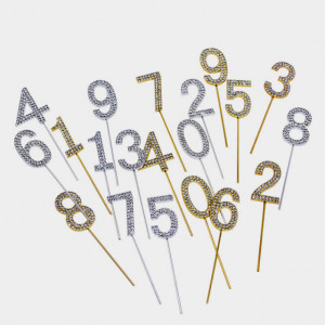 Oro e Argento. Eleganti Numeri Strass Glitterati molto luminosi. Cake Topper - Img 1