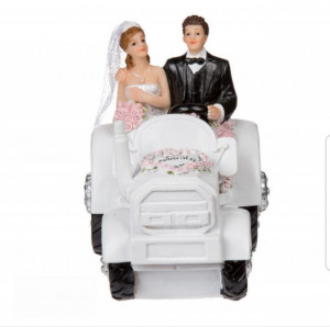 Cake Topper 3/D Sposi con Trattore. In Resina - Img 2