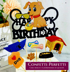 Cane con Cuccia Ciotola Zampa Osso Cake Topper