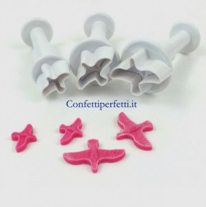 Colombe. Set 3 mini stampi ad espulsione. Originale Dekofee