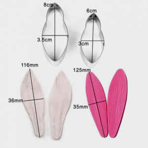 Giglio. Set completo di 4 Venatori in silicone + 2 Cutter in metallo per il cake design