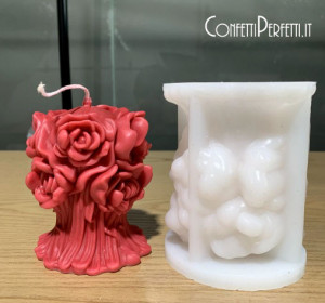 Vaso con mazzo di Rose di 12 cm. Stampo Fiori in silicone anche per Candele