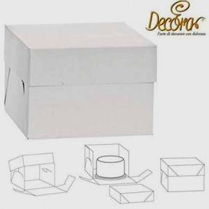 40.5 x 40.5 Altezza 40 cm. Rigida. Scatola Trasporta Torta Dolci Alimentare - Bianca Decora