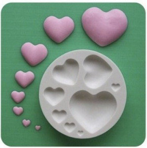 Cuori decorati. Stampo in silicone in 8 decorazioni