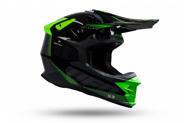 UFO ARIES HE181 CASCO MOTO CROSS ENDURO BLU ROSSO E BIANCO LUCIDO HELMET