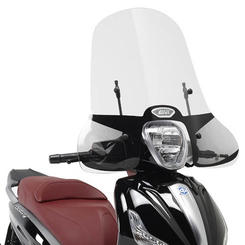 GIVI 5606 PARABREZZA ALTO PIAGGIO BEVERLY 125 300 350 COMPLETO DI ATTACCHI