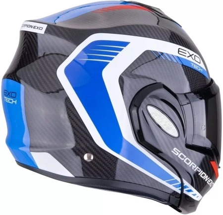 SCORPION EXO-TECH EVO CARBON CASCO HELMET FLIP BACK 180° COSY Nero-blu-rosso - Img 4