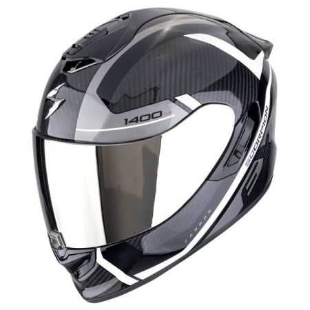 CASCO SCORPION EXO 1400 EVO 2 CARBON AIR ENKO NERO BIANCO ARGENTO fibra carbonio