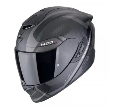CASCO SCORPION EXO 1400 EVO 2 CARBON AIR ENKO NERO OPACO ARGENTO fibra carbonio