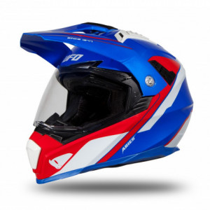 Casco Motocross Enduro Aries blu, rosso e bianco lucido - Ufo Plast