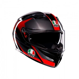 AGV K3 STRIGA BLACK/GREY/RED CASCO MOTO INTEGRALE E2206 CON VISIERINO PARASOLE