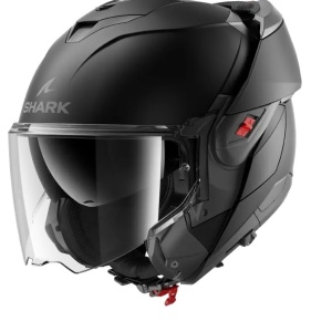SHARK OXO CASCO MODULARE FLIP BACK BLANK MAT NERO OPACO KMA