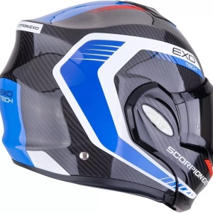 SCORPION EXO-TECH EVO CARBON CASCO HELMET FLIP BACK 180° COSY Nero-blu-rosso - Img 4
