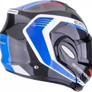 SCORPION EXO-TECH EVO CARBON CASCO HELMET FLIP BACK 180° COSY Nero-blu-rosso - Img 4