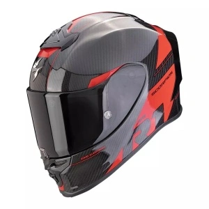 Casco moto fibra carbon SCORPION EXO R1 EVO Carbon Air Rally rosso