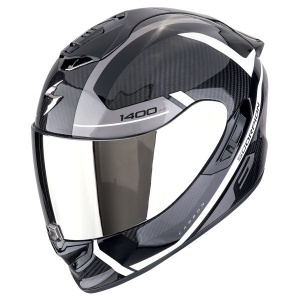 CASCO SCORPION EXO 1400 EVO 2 CARBON AIR ENKO NERO BIANCO ARGENTO fibra carbonio