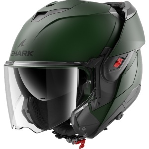 SHARK OXO CASCO MODULARE FLIP BACK BLANK Mat Dark Green Matt Verde