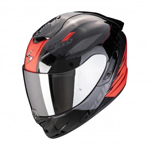CASCO INTEGRALE SCORPION LUMA FIBRA BLACK RED EXO 1400 EVO II AIR DOPPIO ANELLO
