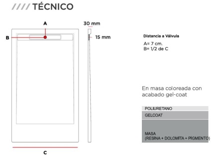 PIATTO DOCCIA IN GEL COAT "STONE SMART" Scarico laterale con griglia a scomparsa - Img 8