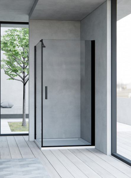 Box doccia in vetro Apertura Battente esterno Swing Profilo Nero con lato fisso