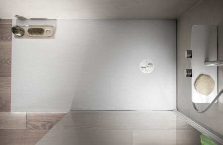 Foto originale della famiglia ARDESIA EVO rettangolare. Foto ambientate illustrative: forma, misura, colore e accessori acquistati sono definiti dai selettori; box e arredi esclusi.