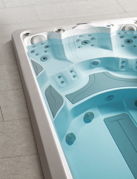 MiniPiscina idromassaggio da esterno con nuoto contro corrente dim 5900x2380 h1400 Aqualis - Img 4