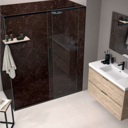 PIATTO DOCCIA IN GEL COAT "STONE 3D" EFFETTO MARMO Oasi marrone Scuro - Img 2