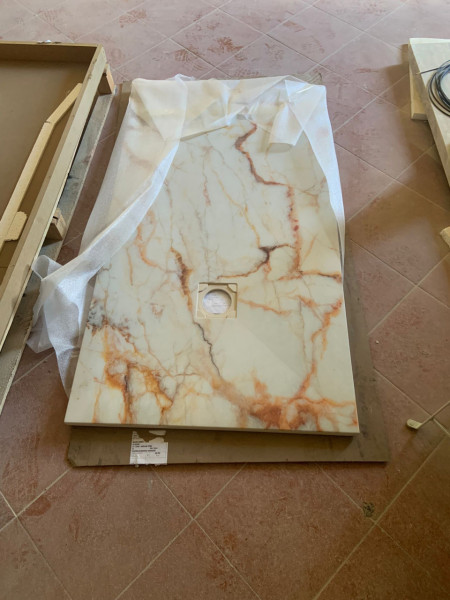 PIATTO DOCCIA IN GEL COAT "STONE 3D" EFFETTO MARMO CREMA - Img 2