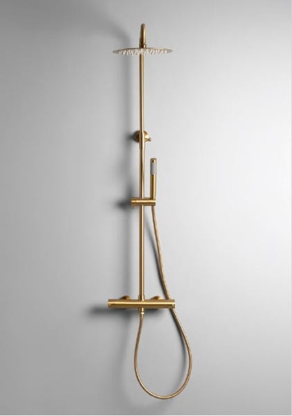 Colonna doccia regolabile in colore ottone spazzolato