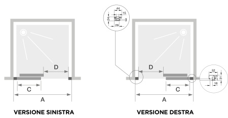 Kinedo FLAT nicchia - pianta quotata, versioni S e D