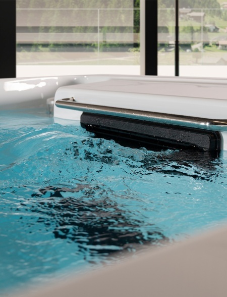 MiniPiscina idromassaggio da esterno con nuoto contro corrente dim 5900x2380 h1400 Aqualis - Img 2
