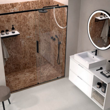 PIATTO DOCCIA IN GEL COAT "STONE 3D" EFFETTO MARMO Oasi Marrone chiaro - Img 2