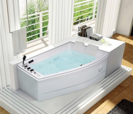 Vasca idromassaggio doppio posto 65100X, asimmetrica salvaspazio con radio Bluetooth, 170x120 cm - Img 8