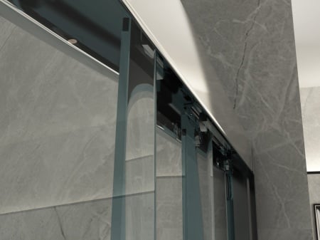 Box doccia a 2 porte scorrevoli e una fissa sovrapponibili Trasparente o Opaco da 90 a 140cm lato fisso da 60 a 90cm - Img 2