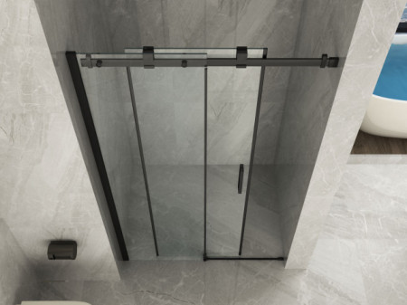 Porta doccia in cristallo 8mm trasparente " 810 Nicchia Nero " Dim 120