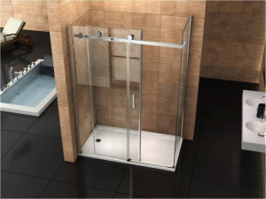 Box doccia con anta fissa e porta scorrevole vetro 8mm trasparente "045F" - Img 4