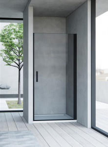 Porta doccia in vetro Apertura Battente esterno Swing Profilo Nero