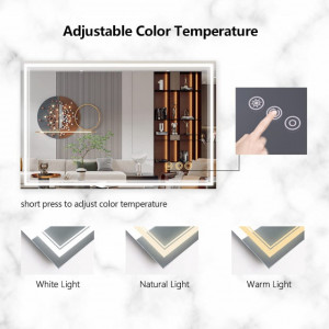 Specchio 60x80 cm led touch - anti appannamento - luce dimmerabile e funzione colore luce 3000 4000 6000K - Img 2