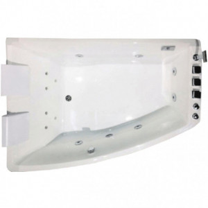 Vasca idromassaggio doppio posto 65100X, asimmetrica salvaspazio con radio Bluetooth, 170x120 cm - Img 2