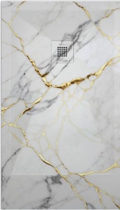 Piatto doccia in gel coat "STONE 3D" effetto Marmo Bianco Oro