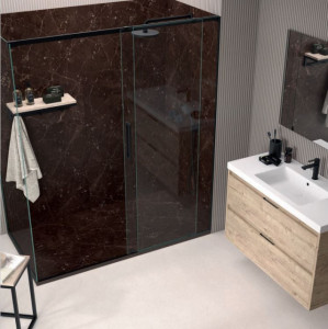 PIATTO DOCCIA IN GEL COAT "STONE 3D" EFFETTO MARMO Oasi marrone Scuro - Img 2